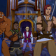 From left to right: Masters of the Universe: Revelation's Beast Man, Andra, Prince Adam, Teela, and Evil-Lyn stand ready to fight.